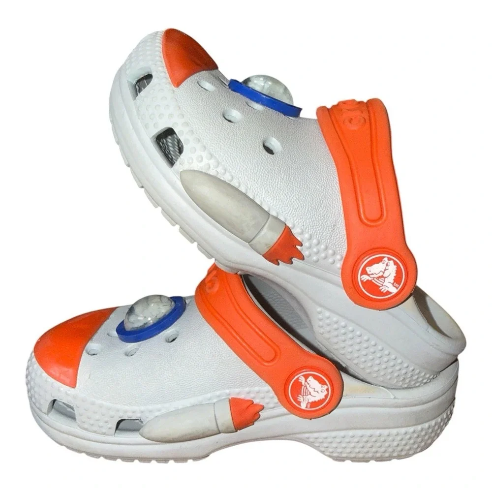 Crocs Classic Rocket Ship Clogs Kids C7 Toddler Slip On Snow-globe Glow stars